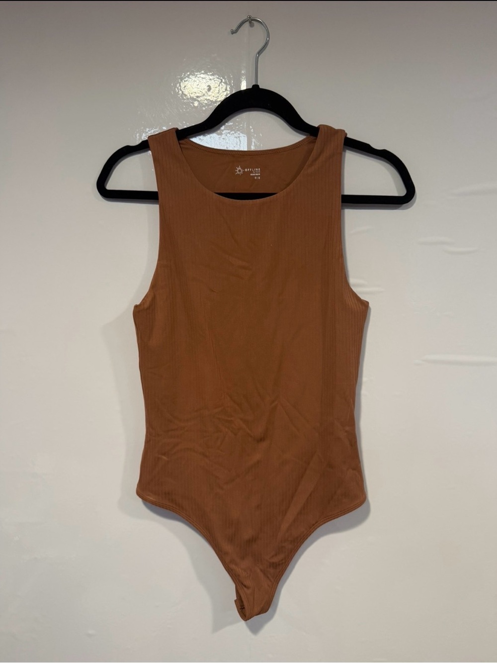Aerie Sleeveless Ribbed Bodysuit‎ in Warm Brown